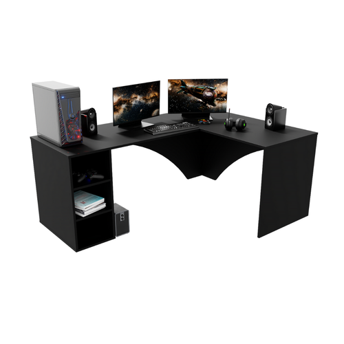 Bureau d'Angle Gaming Gamer Professionnel pour Ordinateur PC Bureau de Travail Carbon Noir - Détails
