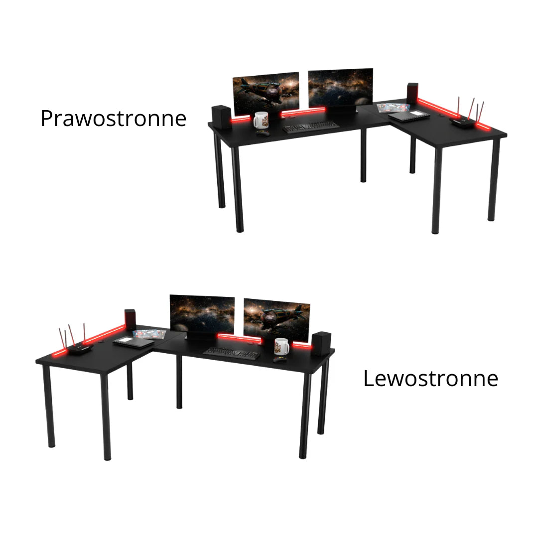 Bureau d'Angle Gaming Gamer Professionnel pour Ordinateur PC Bureau de Travail Noir