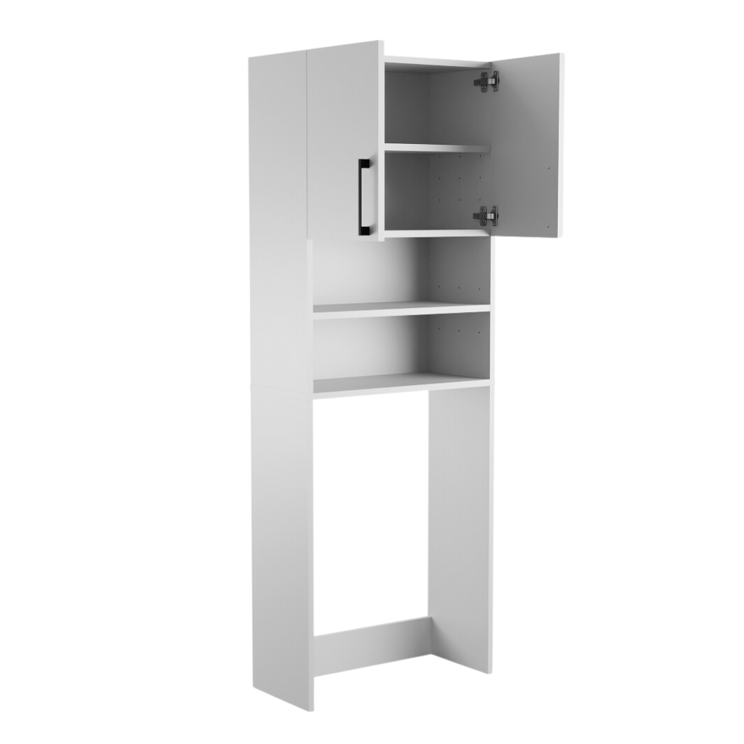 Meuble Rangement sur Pied au-dessus Lave-linge avec Portes Blanc - Détails