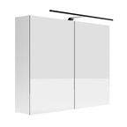 Meuble de Salle de Bain Suspendu avec Miroir LED Rangement Blanc - Détails