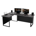 Bureau d'Angle Gaming Gamer Professionnel pour Ordinateur PC Bureau de Travail VINI N avec Blende Masquante Béton Foncé