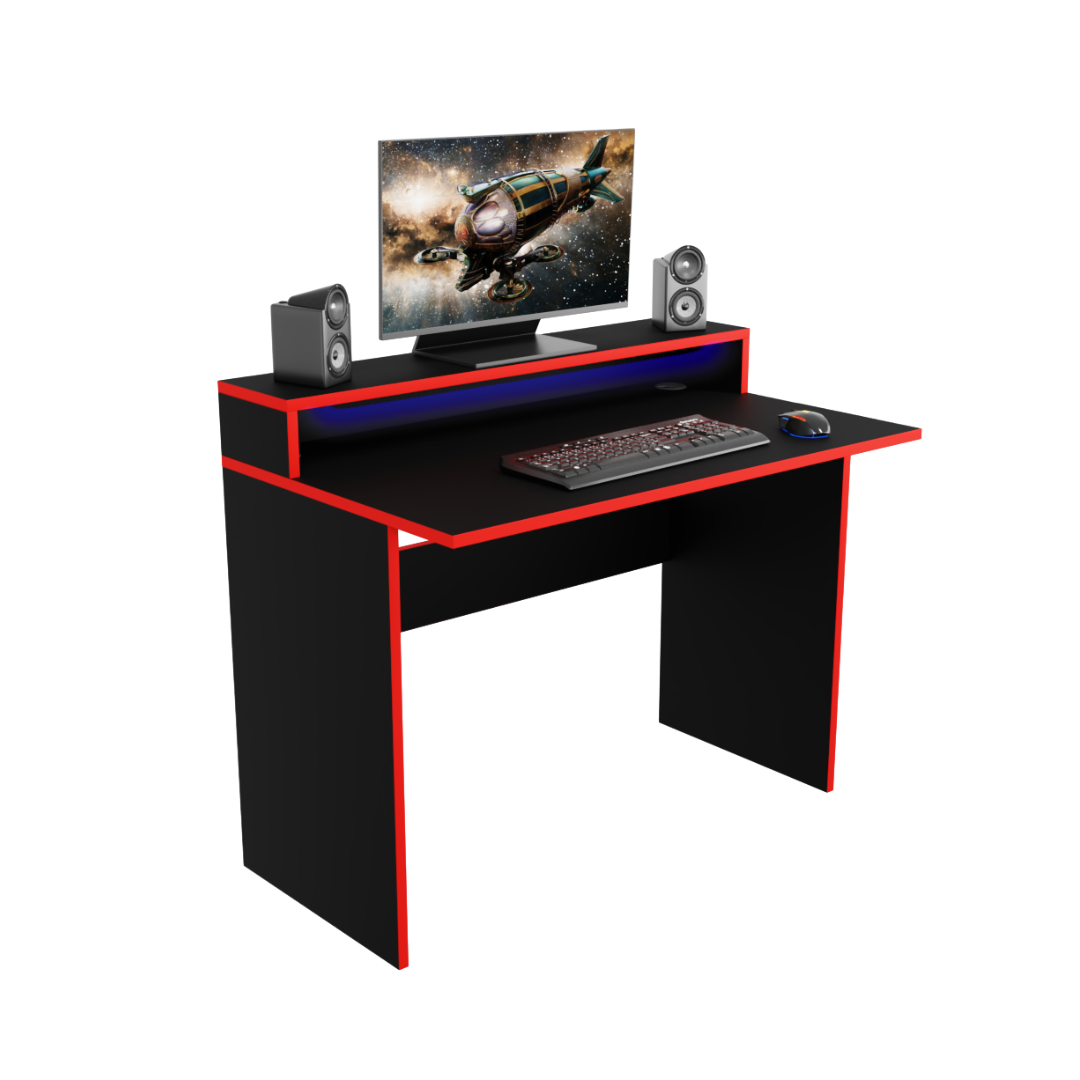 Bureau Gaming Gamer Professionnel pour Ordinateur PC Bureau de Travail Adept Noir - Détails