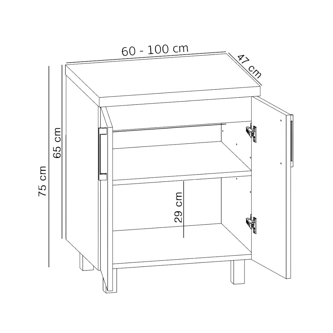 Meuble Vasque de Salle de Bain sur Pied sous Lavabo avec Tiroirs Chêne Doré - Détails