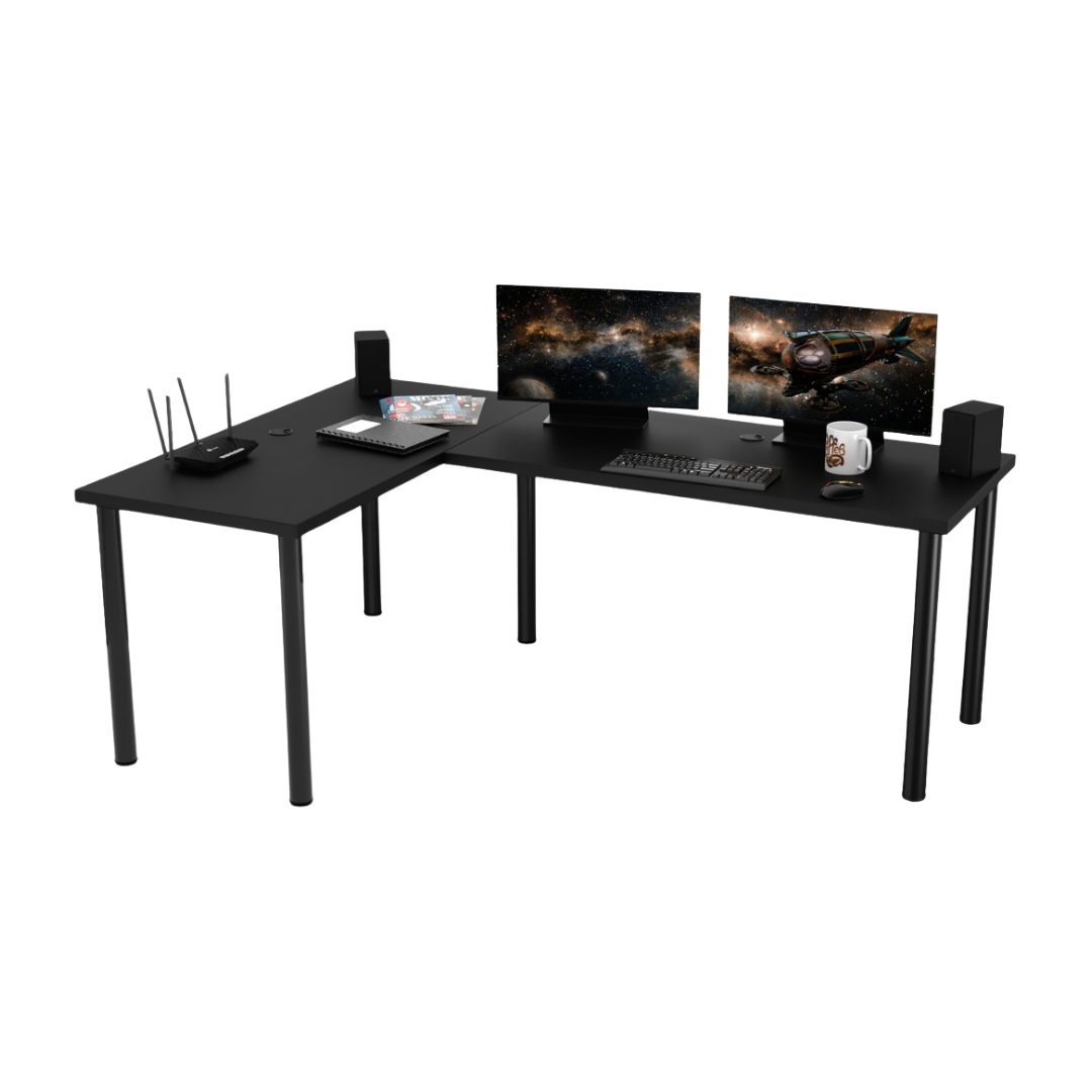 Bureau d'Angle Gaming Gamer Professionnel pour Ordinateur PC Bureau de Travail Noir - Détails