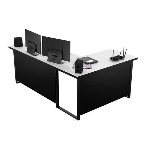 Bureau d'Angle Gaming Gamer Professionnel pour Ordinateur PC Bureau de Travail VINI N Blanc - Détails