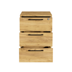 Caisson de Bureau Mobile à Roulettes avec Serrure et Tiroirs Rangement Max Chêne Doré - Détails