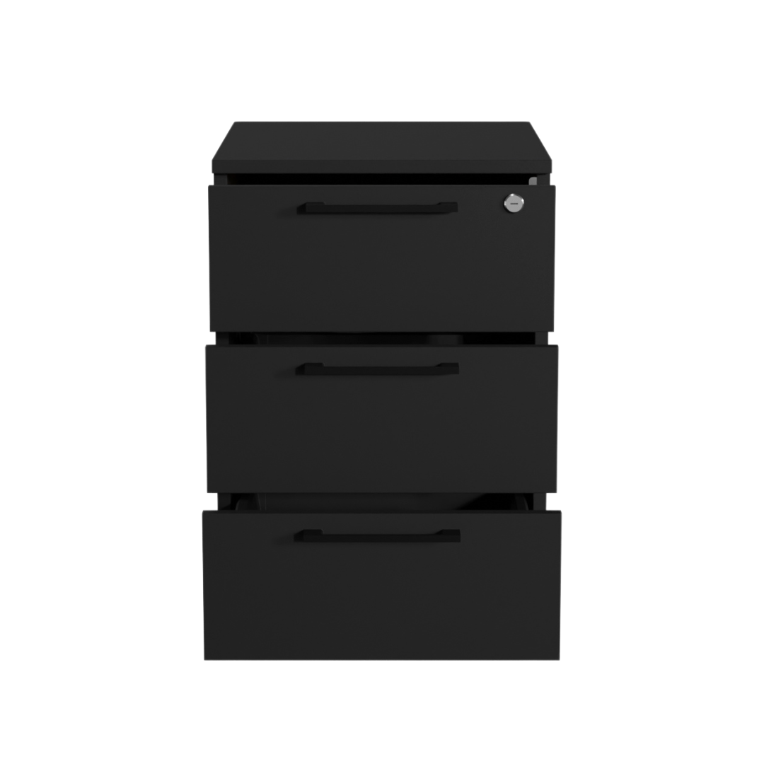 Caisson de Bureau Mobile à Roulettes avec Serrure et Tiroirs Rangement Max Noir - Détails