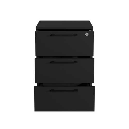 Caisson de Bureau Mobile à Roulettes avec Serrure et Tiroirs Rangement Max Noir - Détails