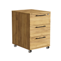 Caisson de Bureau Mobile à Roulettes avec Serrure et Tiroirs Max Rangement Chêne Doré