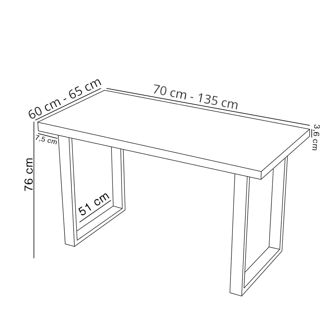 Table de Cuisine Loft VINI Chêne Doré - Détails