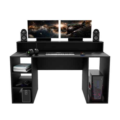 Bureau Gaming Gamer Professionnel pour Ordinateur PC Bureau de Travail Enigma Noir - Détails