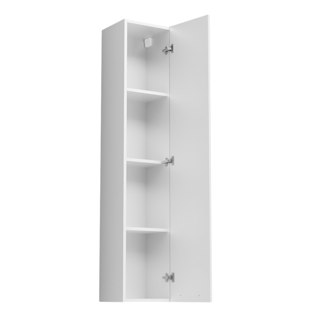 Colonne de Salle de Bain Suspendue Étroite avec Étagères Blanc - Détails