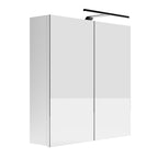 Meuble de Salle de Bain Suspendu avec Miroir LED Rangement Blanc - Détails