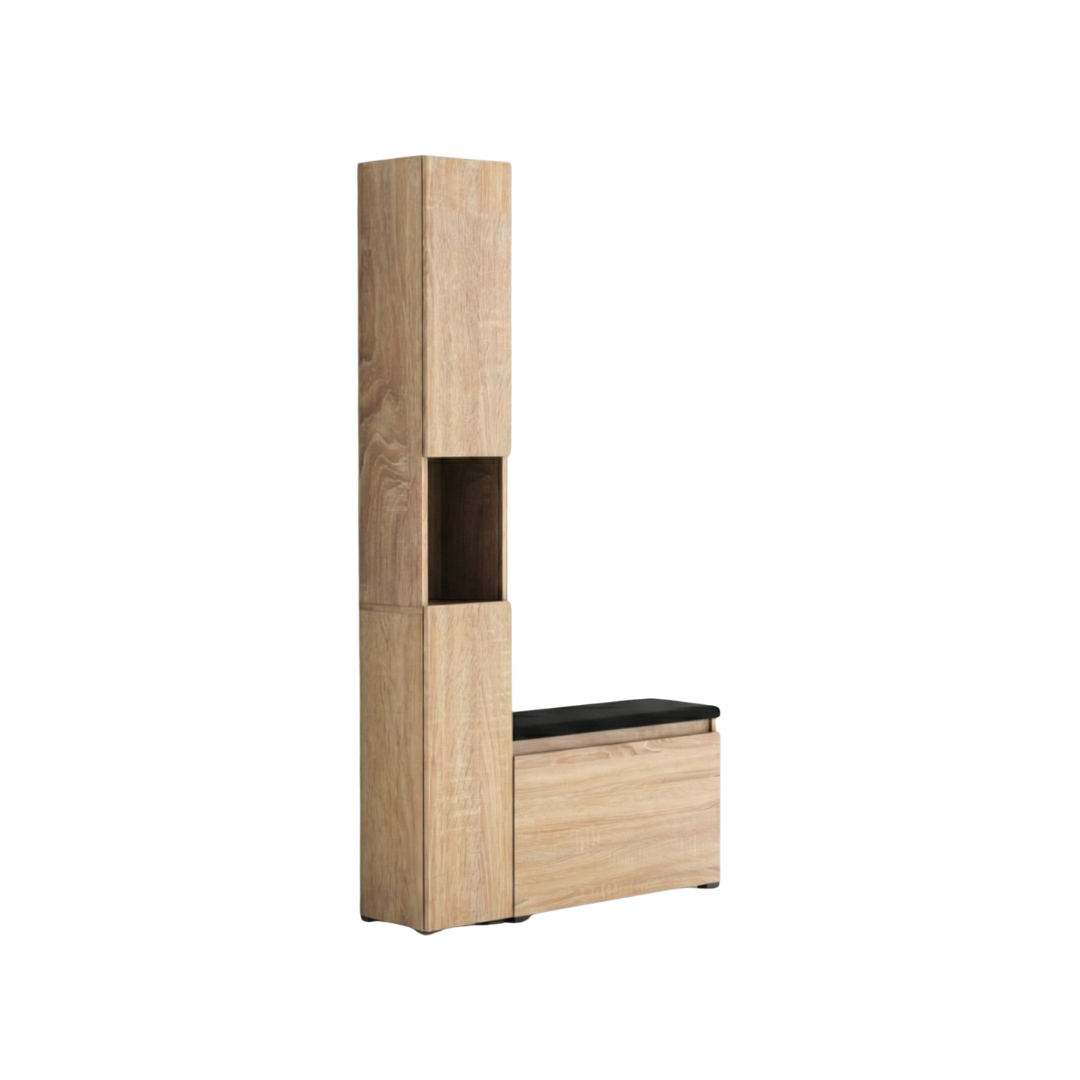 Ensemble d'Entrée avec Meuble à Chaussures Banc et Meuble Étroit Nova Sora Chêne Sonoma - Détails