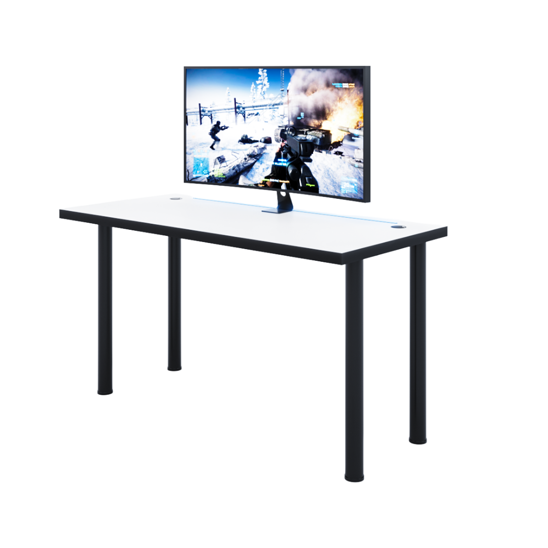 Bureau Gaming Gamer Professionnel pour Ordinateur PC Bureau de Travail Blanc - Détails