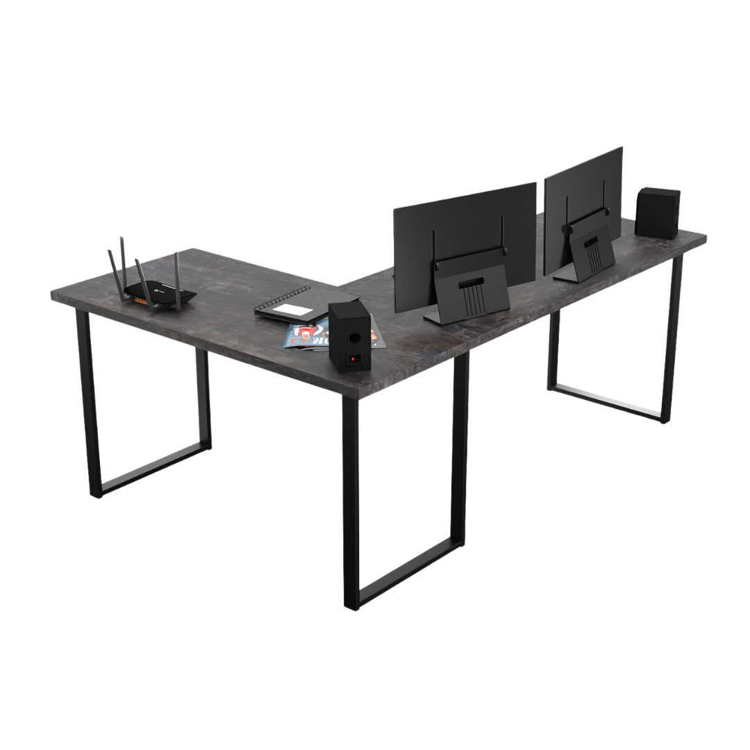 Bureau d'Angle Gaming Gamer Professionnel pour Ordinateur PC Bureau de Travail VINI N Béton Foncé - Détails