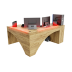 Bureau d'Angle Gaming Gamer Professionnel pour Ordinateur PC Bureau de Travail Carbon Chêne Doré - Détails