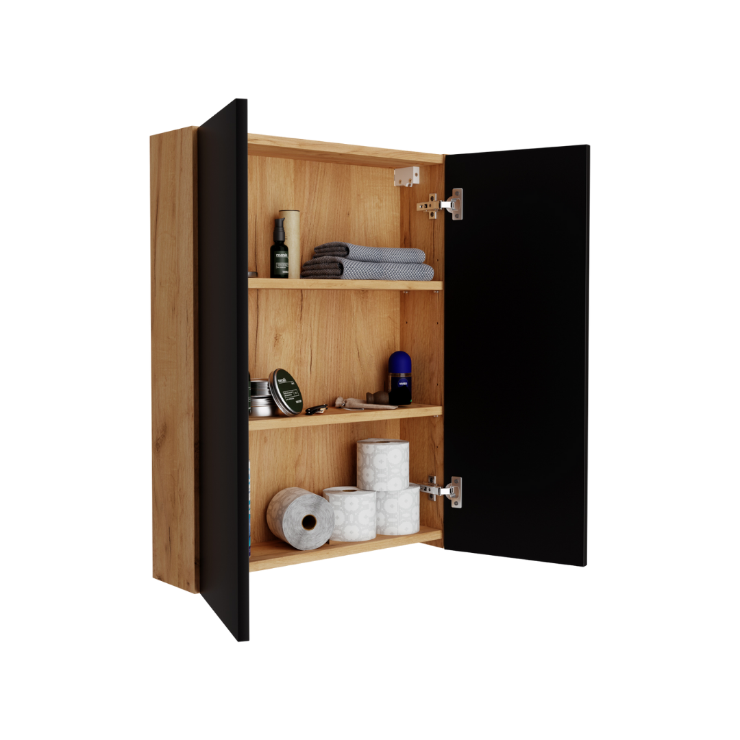 Meuble Suspendu pour WC Suspendu Geberit Rangement Chêne Doré - Détails
