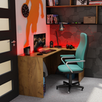 Bureau d'Angle Gaming Gamer Compact Mini pour Ordinateur PC Carbon Chêne Doré - Détails