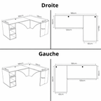 Bureau d'Angle Gaming Gamer Professionnel pour Ordinateur PC Bureau de Travail Carbon avec LED Blanc