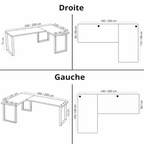Bureau d'Angle Gaming Gamer Professionnel pour Ordinateur PC Bureau de Travail VINI N Sans Blende Béton Foncé