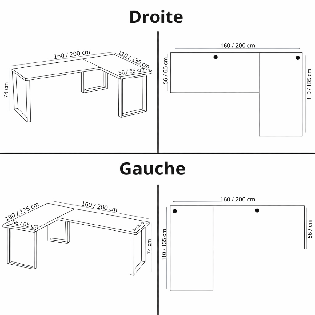 Bureau d'Angle Gaming Gamer Professionnel pour Ordinateur PC Bureau de Travail VINI N Sans Blende Béton Foncé
