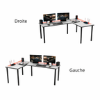 Bureau d'Angle Gaming Gamer Professionnel pour Ordinateur PC Bureau de Travail Blanc