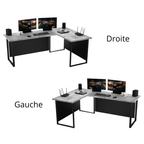 Bureau d'Angle Gaming Gamer Professionnel pour Ordinateur PC Bureau de Travail VINI N avec Blende Masquante Béton Clair