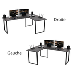 Bureau d'Angle Gaming Gamer Professionnel pour Ordinateur PC Bureau de Travail VINI N Sans Blende Béton Foncé