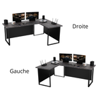 Bureau d'Angle Gaming Gamer Professionnel pour Ordinateur PC Bureau de Travail VINI N avec Blende Masquante Béton Foncé