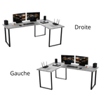 Bureau d'Angle Gaming Gamer Professionnel pour Ordinateur PC Bureau de Travail VINI N Sans Blende Béton Clair