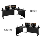 Bureau d'Angle Gaming Gamer Professionnel pour Ordinateur PC Bureau de Travail VINI N avec Blende Masquante Noir