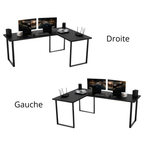 Bureau d'Angle Gaming Gamer Professionnel pour Ordinateur PC Bureau de Travail VINI N Sans Blende Noir