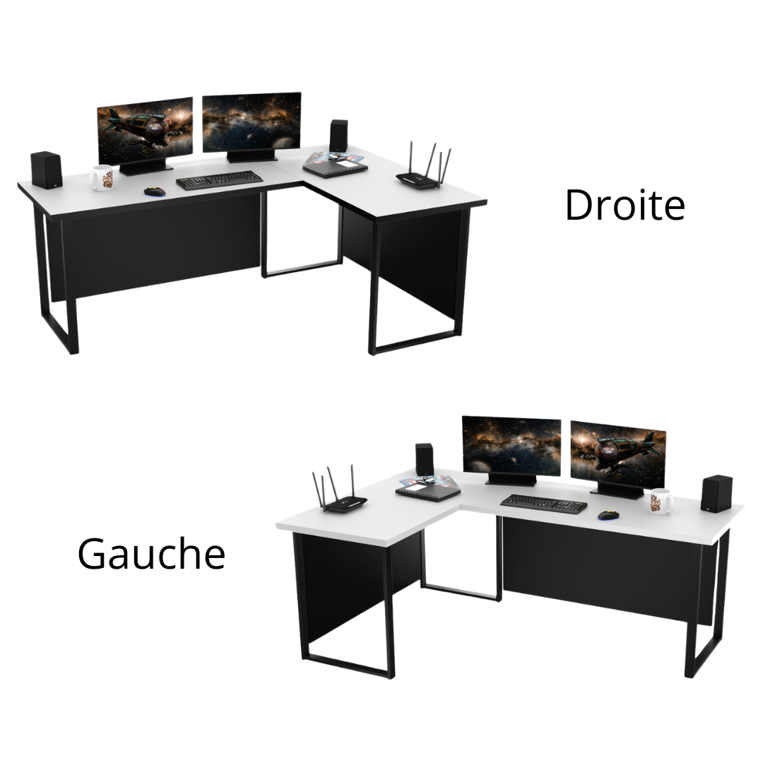 Bureau d'Angle Gaming Gamer Professionnel pour Ordinateur PC Bureau de Travail VINI N Type A Sans Blende Blanc