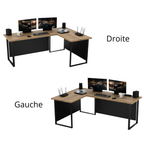 Bureau d'Angle Gaming Gamer Professionnel pour Ordinateur PC Bureau de Travail VINI N avec Blende Masquante Chêne Doré