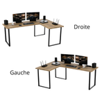 Bureau d'Angle Gaming Gamer Professionnel pour Ordinateur PC Bureau de Travail VINI N Sans Blende Chêne Doré