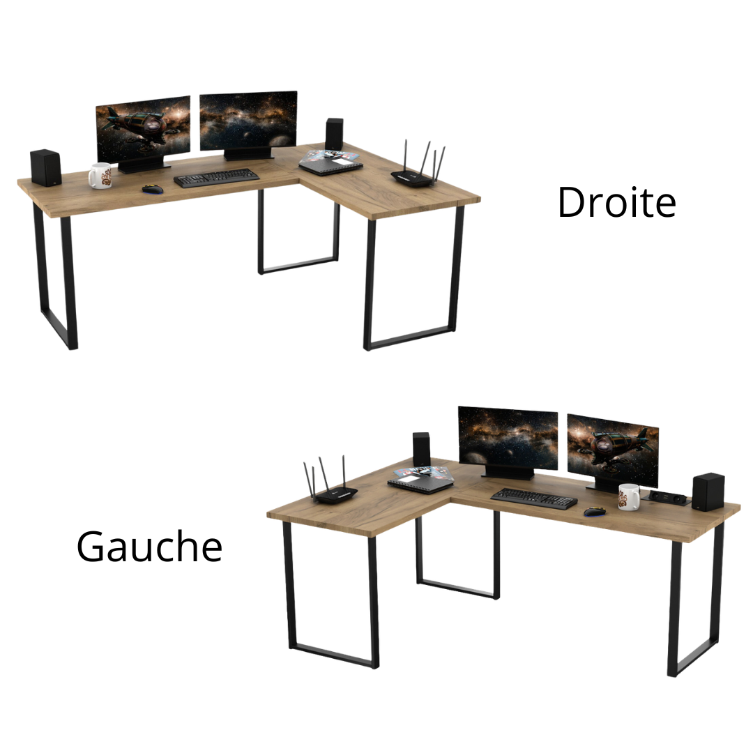 Bureau d'Angle Gaming Gamer Professionnel pour Ordinateur PC Bureau de Travail VINI N Sans Blende Chêne Doré